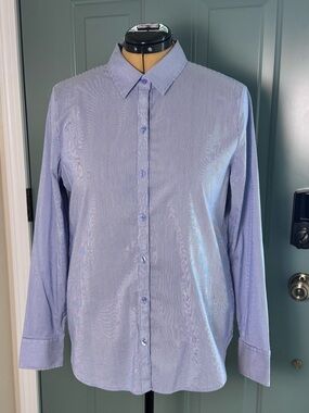 Worthington Blue Stripe Button Up Shirt Size L